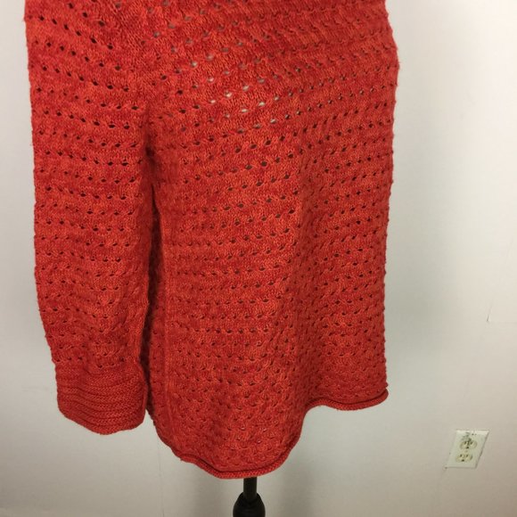 NOMADIC TRADERS Sweater Size S Womans Red Ramie Open Knit Turtleneck Pullover - Picture 15 of 15